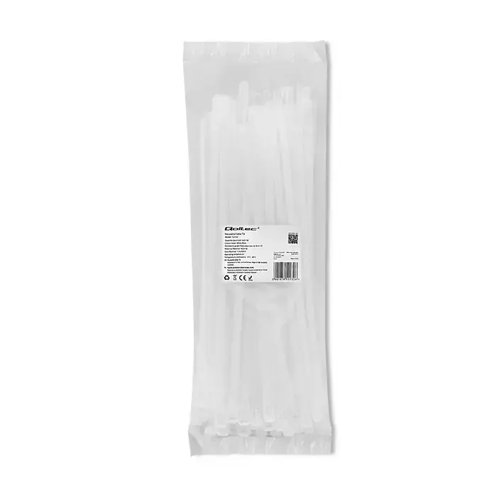 Qoltec Reusable Self-locking cable tie | 7.2*300 mm | Nylon UV | White