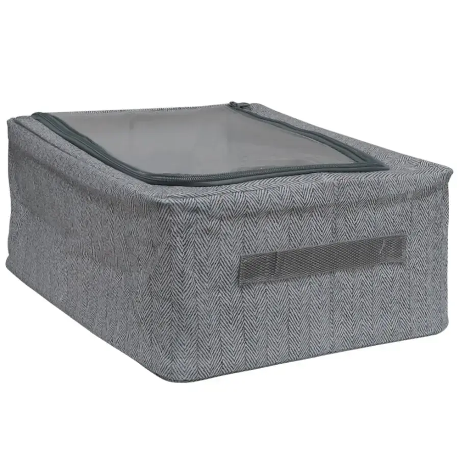 Uzglabāšanas kaste 40x30x15cm ar vāku, un logu, pelēka