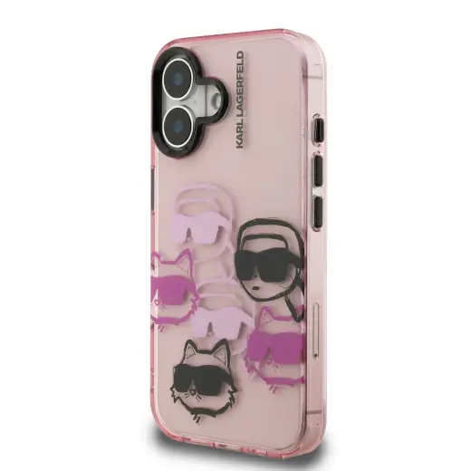 Karl Lagerfeld IML Multi K&CH Heads Case for iPhone 16 Pink