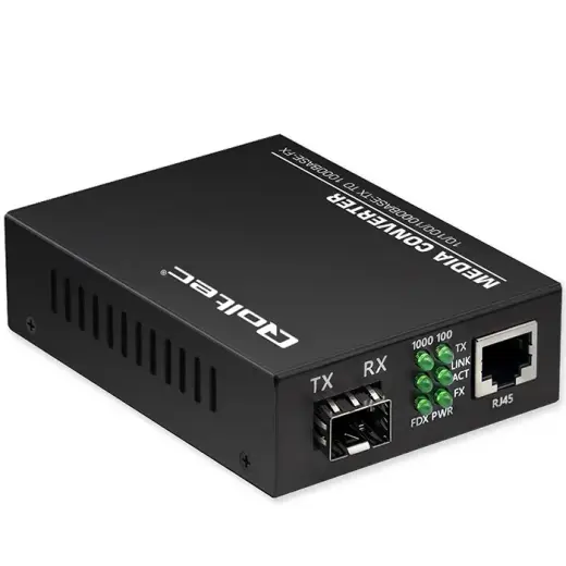 Qoltec Bidirectional Ethernet SWITCH Media Converter 1x RJ45 1x SFP| 1000Mbps | 5V
