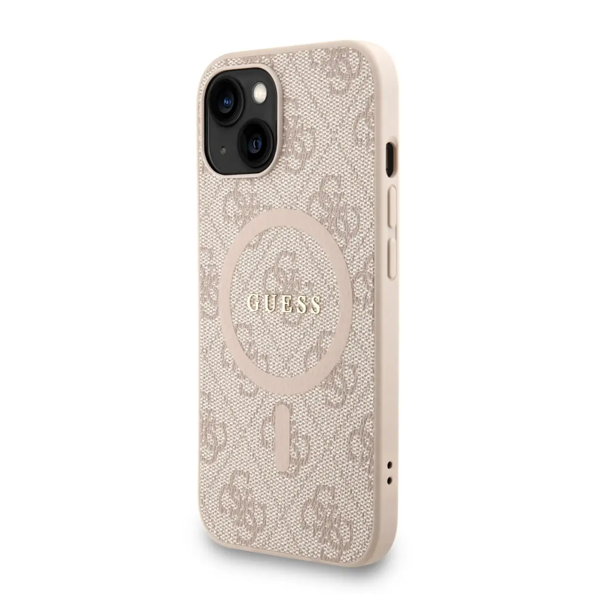 Guess PU Leather 4G Colored Ring Strap MagSafe Case for iPhone 14 Pink