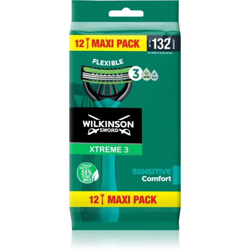 Wilkinson Sword Xtreme 3 Sensitive Comfort Disposable Razors for Men 12 Pieces
