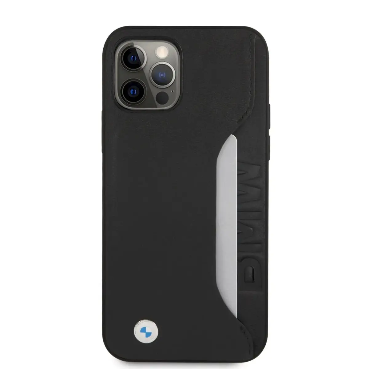 BMHCP12MRCSWK BMW Signature Leather Card Slot Hard Case for iPhone 12|12 Pro 6.1 Black