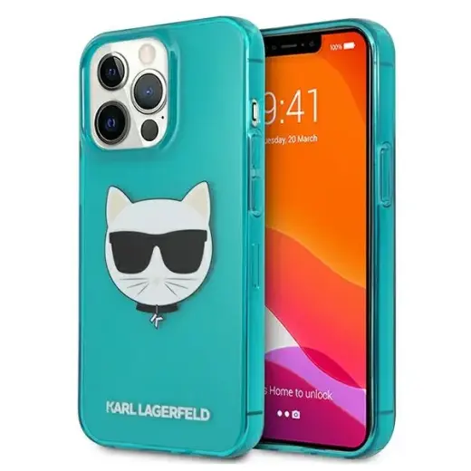 KLHCP13LCHTRB Karl Lagerfeld TPU Choupette Head Case for iPhone 13 Pro Fluo Blue
