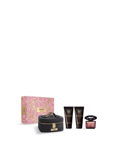 Versace Versace Crystal Noir for Women 4 Pc Gift Set 3oz EDP Spray, 3.4oz Body Lotion, 3.4oz Shower Gel, Beauty Case
