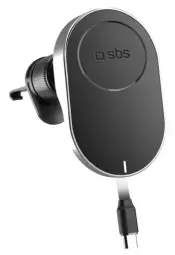 SBS TESUPP15WRETRACABL Wireless Charger Smartphone Holder with Retractable Cable Compatible with MagSafe - Black