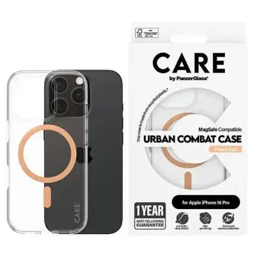 CARE by PanzerGlass Flagship Case iPhone 16 Pro 6,3" brzoskwiniowy|peachy MagSafe 1374
