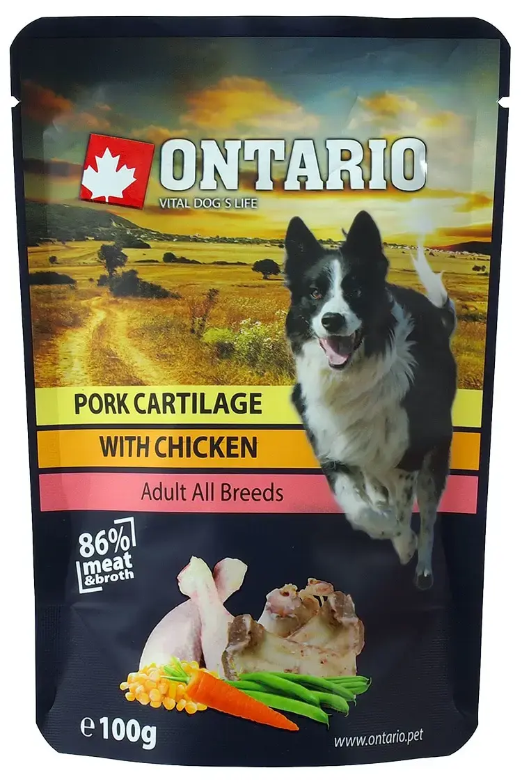 Canned dog food : Ontario Dog Pork Cartilage with Chicken in Broth, 100 g