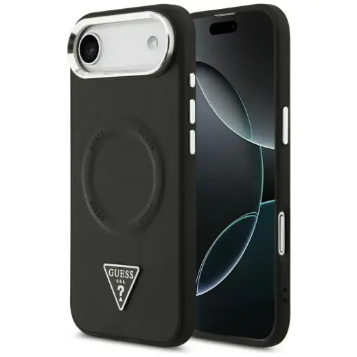 Guess PU Leather Triangle Logo MagSafe Case for iPhone Air Black