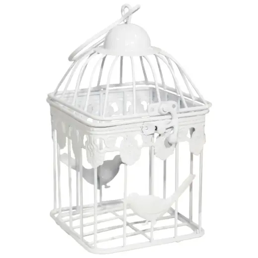Decorative birdcage 11x11x19cm, white