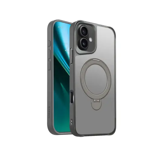 Etteri Matt Mag Ring maciņš ar statīvu un MagSafe atbalstu telefonam iPhone 16 Plus pelēks
