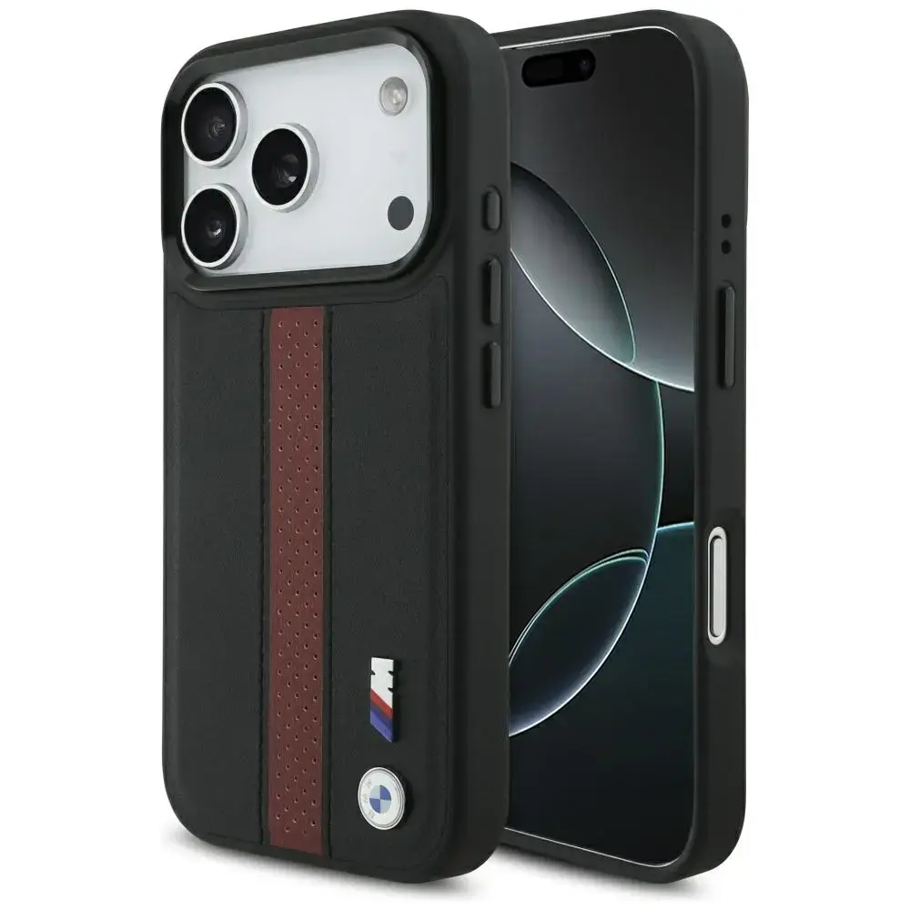 Case BMW M Perforated Stripe Logo MagSafe for iPhone 17 Pro red