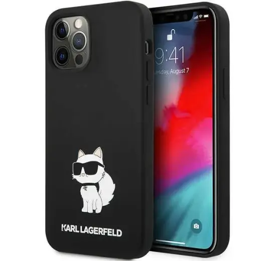 Karl Lagerfeld Liquid Silicone Choupette NFT Case for iPhone 12|12 Pro Black