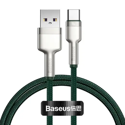 Baseus Cafule Series Metal Data USB - USB Typ C 40 W cable (10 V | 4 A) SCP (Huawei SuperCharge Protocol) 1 m green (CATJK-A06)