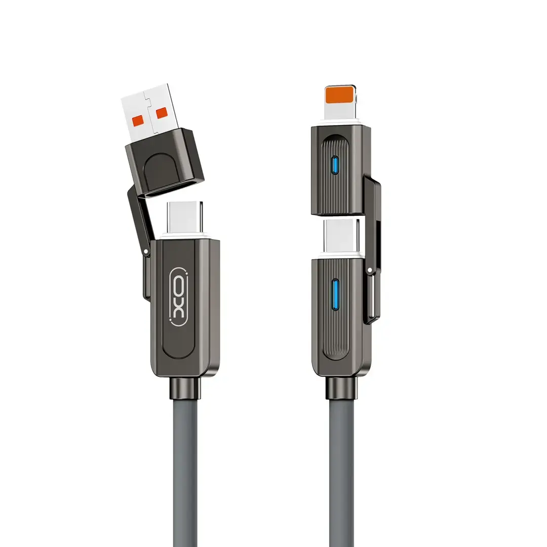 XO NB275 3-in-1 data transfer and charging cable | USB-A to USB-C, Lightning, USB-C | 60W | 1m | gray