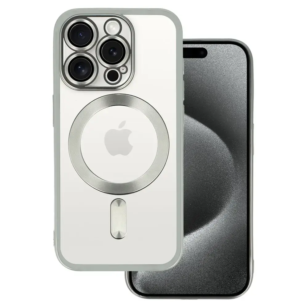 Metallic Magsafe Case for Iphone 15 Pro Max Silver