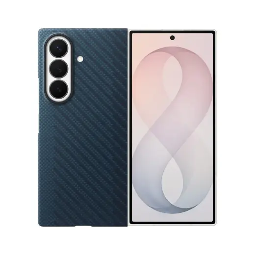 Samsung Carbon Magnet maciņš ar MagSafe atbalstu telefonam Samsung Galaxy Z Fold 8 Ultra (F976) tumši zils (komplektā aizsargplēve)