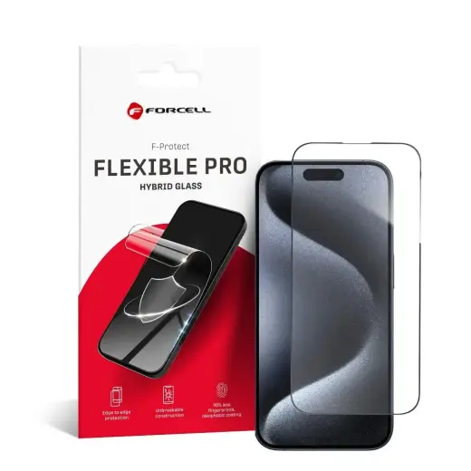 Forcell Flexible 5D hibrīdais stikls telefona ekrānam iPhone 15 Pro