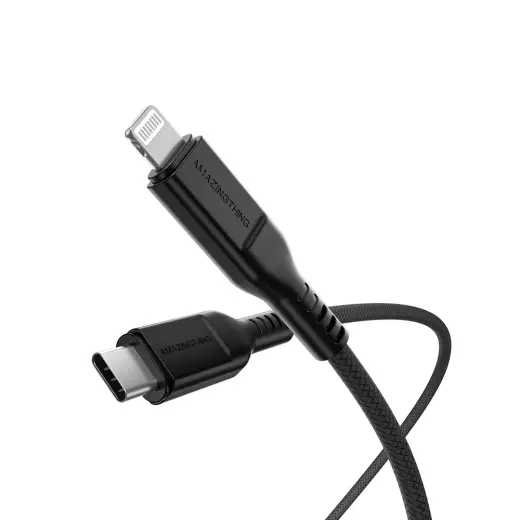 Amazing Thing Tough Pro CLC120MTOBK andmeedastus- ja laadimiskaabel | USB-C kuni Lightning | PD | 30W | 1.2m | must