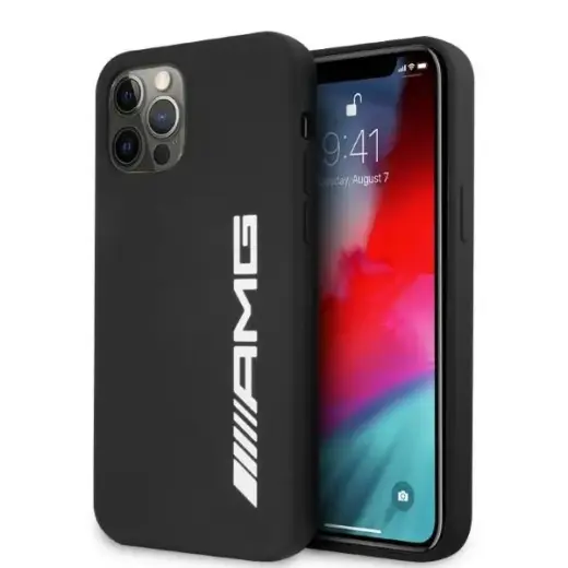 AMG AMHCP12LSGLBGN iPhone 12 Pro Max 6,7" juodas kietas dėklas Silicone Big Logo