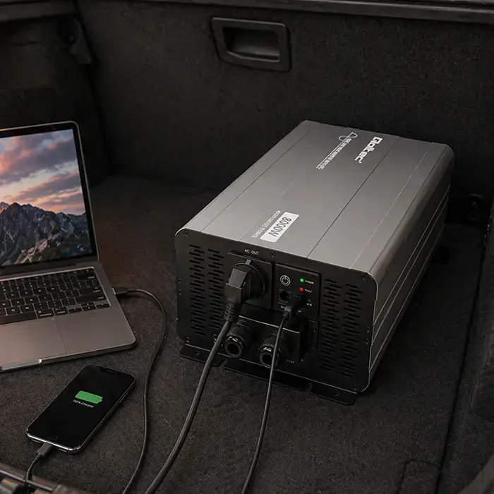 Qoltec Pure Sine Wave Inverter with UPS | 12V to 230V | 4000/8000W | USB | Compatible with LiFePO4 GEL AGM
