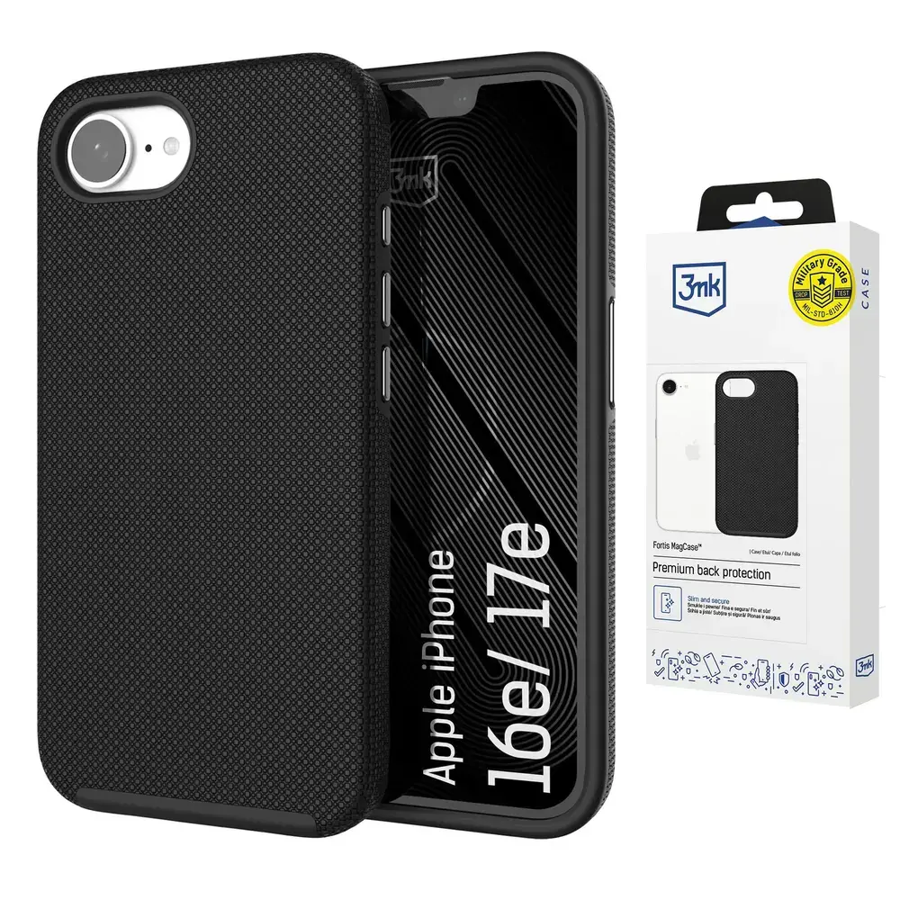 3mk Fortis MagCase maciņš telefonam iPhone 16e | iPhone 17e melns
