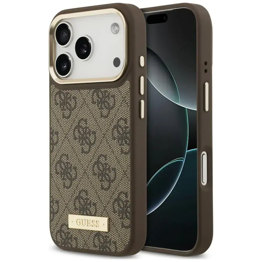 Case Guess 4G Logo Plate MagSafe for      iPhone 18 Pro Max / 17 Pro Max brown