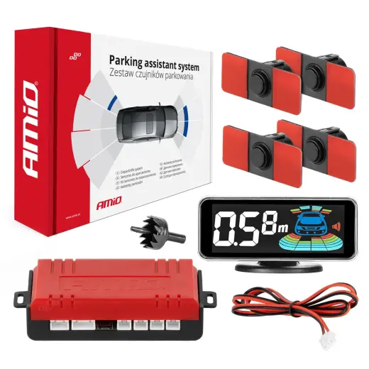 Parking assistant system LED-GRAF 3D 4 sensor black inside mount 16,5mm
