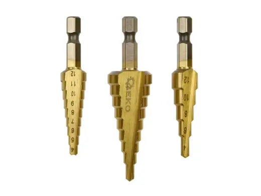 Pakāpju urbju komplekts 1/4" HEX (3-12, 4-12, 4-20mm)