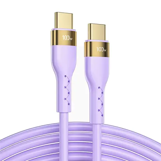 Joyroom Liquid Silicone USB Type C - USB Type C charging | data cable PD 100W 3m purple (S-3050N18-10)