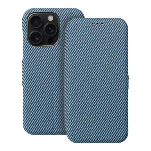 FOLIO Side Magnet knyginio tipo telefono dėklas iPhone 16 Pro mėlynas