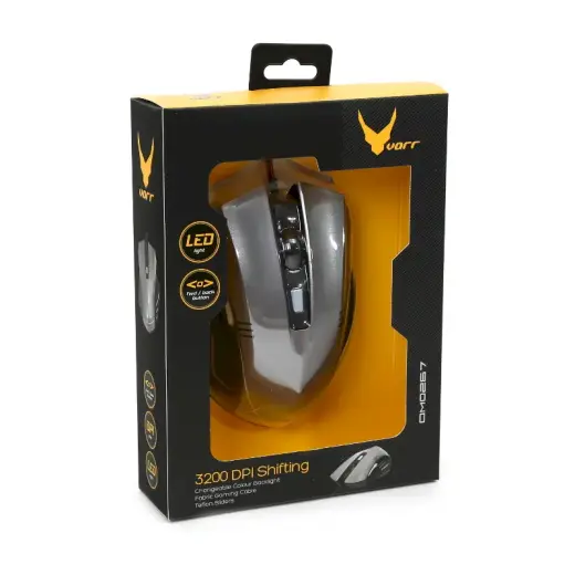 Varr OM0267 gaming mouse with 6 Buttons | LED | 1200-1600-2400-3200 DPI | USB | grey