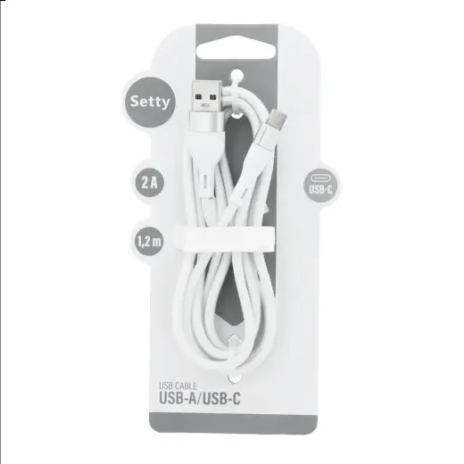 Setty KSA-C-1.220 data transfer and charging cable | USB-A to USB-C | 10W | 1.2m | white