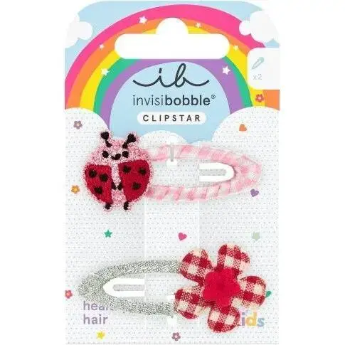 Invisibobble, Mollette + Clip per Capelli, Haarklammer Kids Snap Clip Happy Ladybird (2pz.)