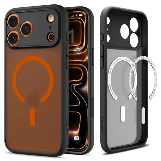 Spigen Ultra Hybrid Mag telefoni ümbris MagSafe toega iPhone 17 Pro Max must oranž