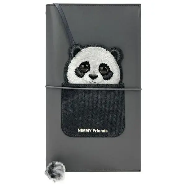 Nimmy Zestaw 2w1 notatnik + długopis      czarny|black Big Eyed Pet 2.0 Panda