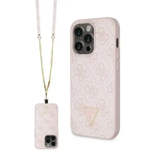 Guess GUHCP15XP4TDSCPP iPhone 15 Pro Max 6.7" pink|pink hardcase Crossbody 4G Metal Logo