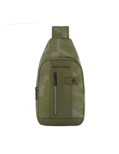 Piquadro, Brief 2, Nylon And Leather, Textile Backpack, Green, For Men, 20 x 37.5 x 7.5 cm