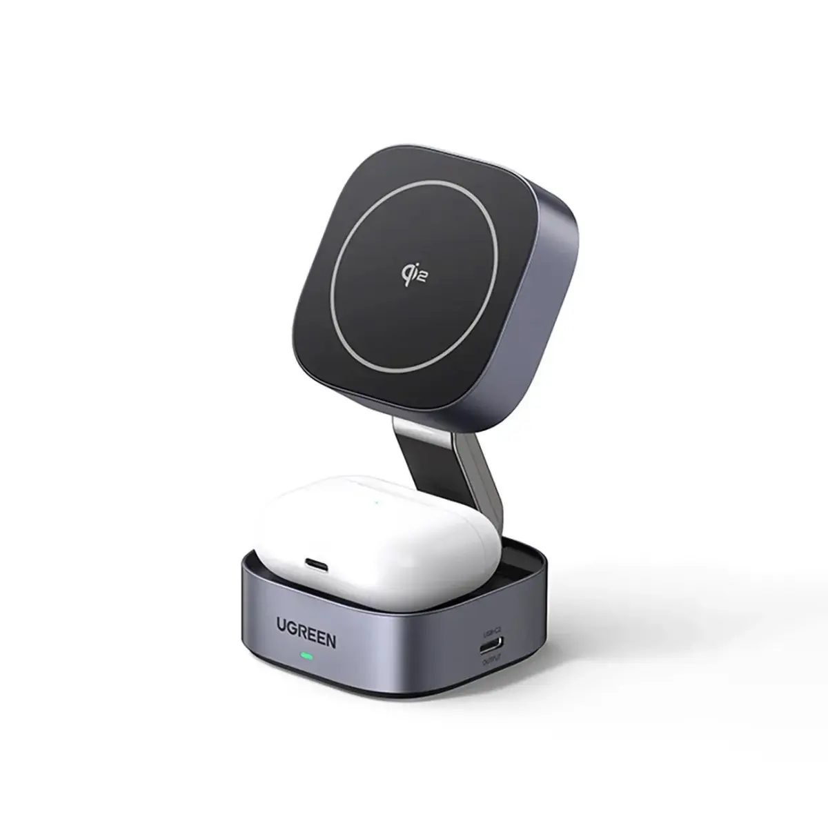 Ugreen W702 2-in-1 bezvadu lādētājs | Qi 2 | Saderīgs ar MagSafe | 15W | melns