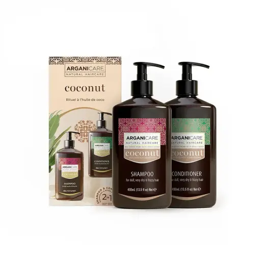 Set Arganicare: Coconut, Hair Shampoo, Nourishing & Moisturising, 400 ml + Coconut, Hair Conditioner, Hydrating & Nourishing, 400 ml