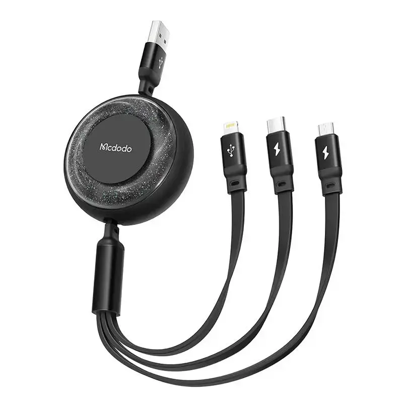 Mcdodo CA-3570 3-in-1 data transfer and charging cable | USB-A to USB-C, Lightning, Micro USB | 1.2m | black