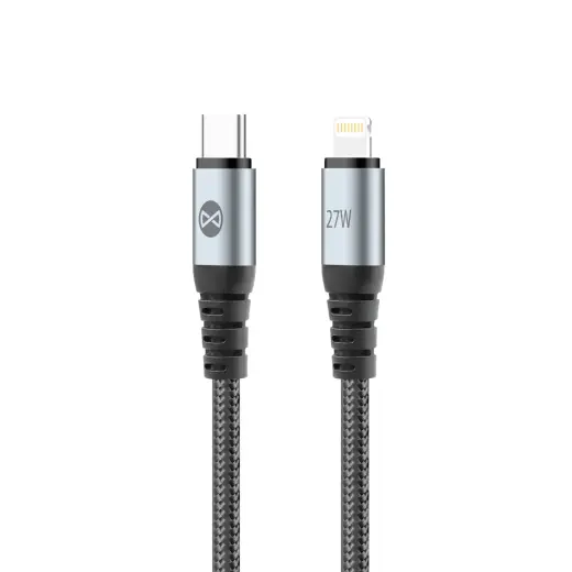 Forever Braix datu pārraides un uzlādes vads | USB-C uz Lightning | 27W | 1m | melns