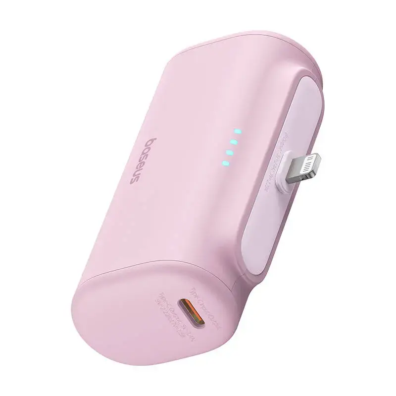 Baseus Compact IP ārējais akumulators (powerbank) | 5000 mAh | 20W | USB-C, Lightning | rozā