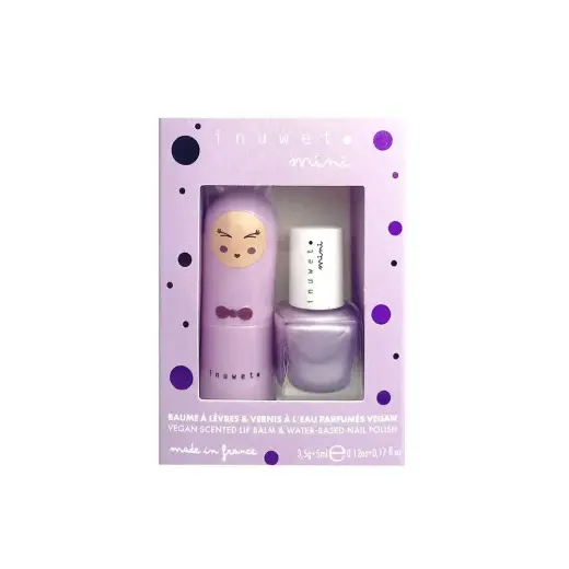 Set Inuwet: Inuwet, Nail Polish, Mauve Dream Today, 5 ml *Miniature + Bunny Delice, Hydrating & Conditioning, Lip Balm, Mauve, 3.5 g
