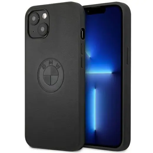 Etui BMW BMHCP13MREELK iPhone 13 | 14 |15 6.1" czarny|black hardcase Leather Emboss