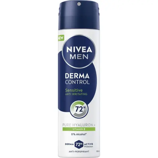 NIVEA, Deodorante, Antitranspirantspray Für Empfindliche Haut Men Derma Control Sensitive (Antitranspirant) 150ml (Getto Vaporizzato, 150ml)