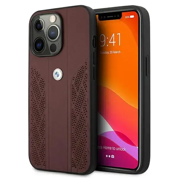 Etui BMW BMHCP13XRSPPR iPhone 13 Pro Max6,7" czerwony|red hardcase Leather Curve Perforate