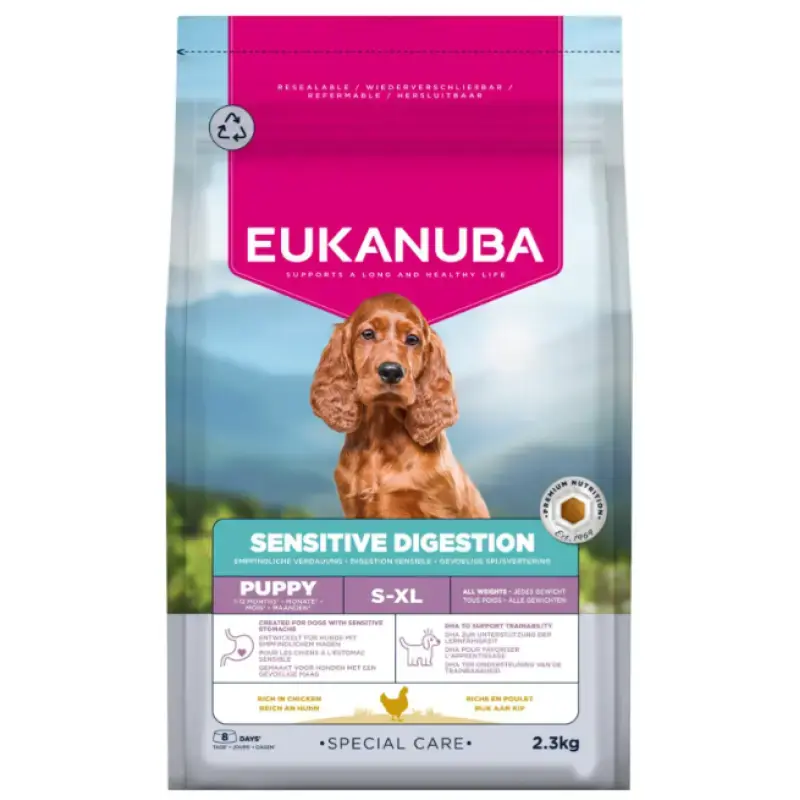 Sausa barība kucēniem - Eukanuba Special Care, Puppies, Sensitive Digestion 2.3KG