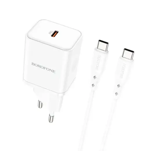 Borofone Wall charger BN6 Field - Type C - QC 3.0 PD 20W with Type C to Typ C cable white