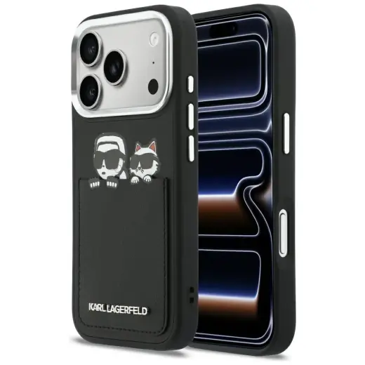 Karl Lagerfeld Karl & Choupette Print & Pocket чехол для телефона iPhone 17 Pro Max черный